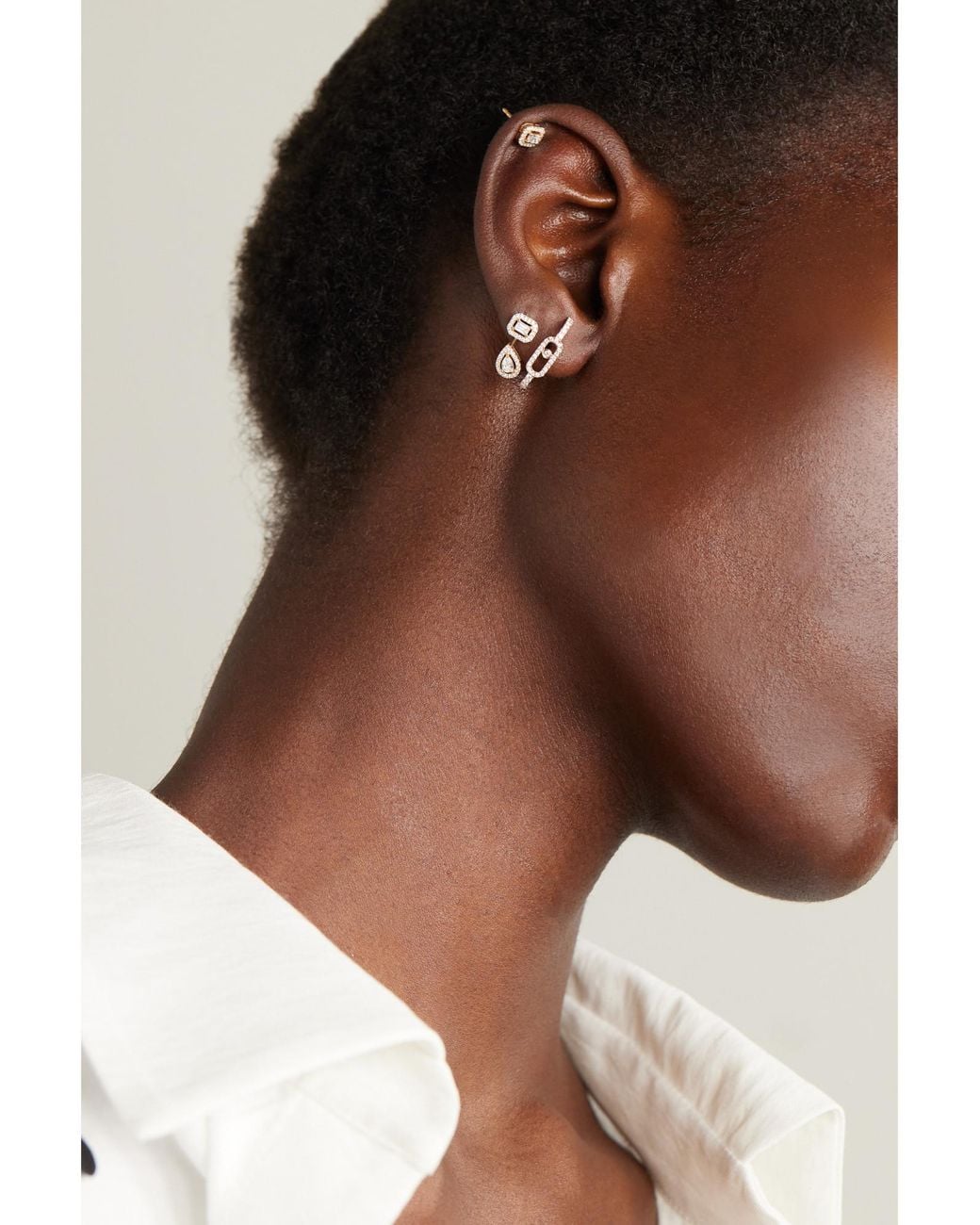 Messika White 18Karat Rosegold Stud Earrings