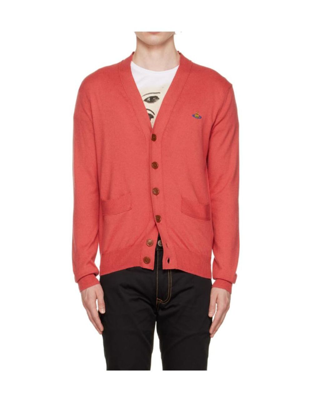 Vivienne Westwood Red V-Neck Knitted Cardigan for men