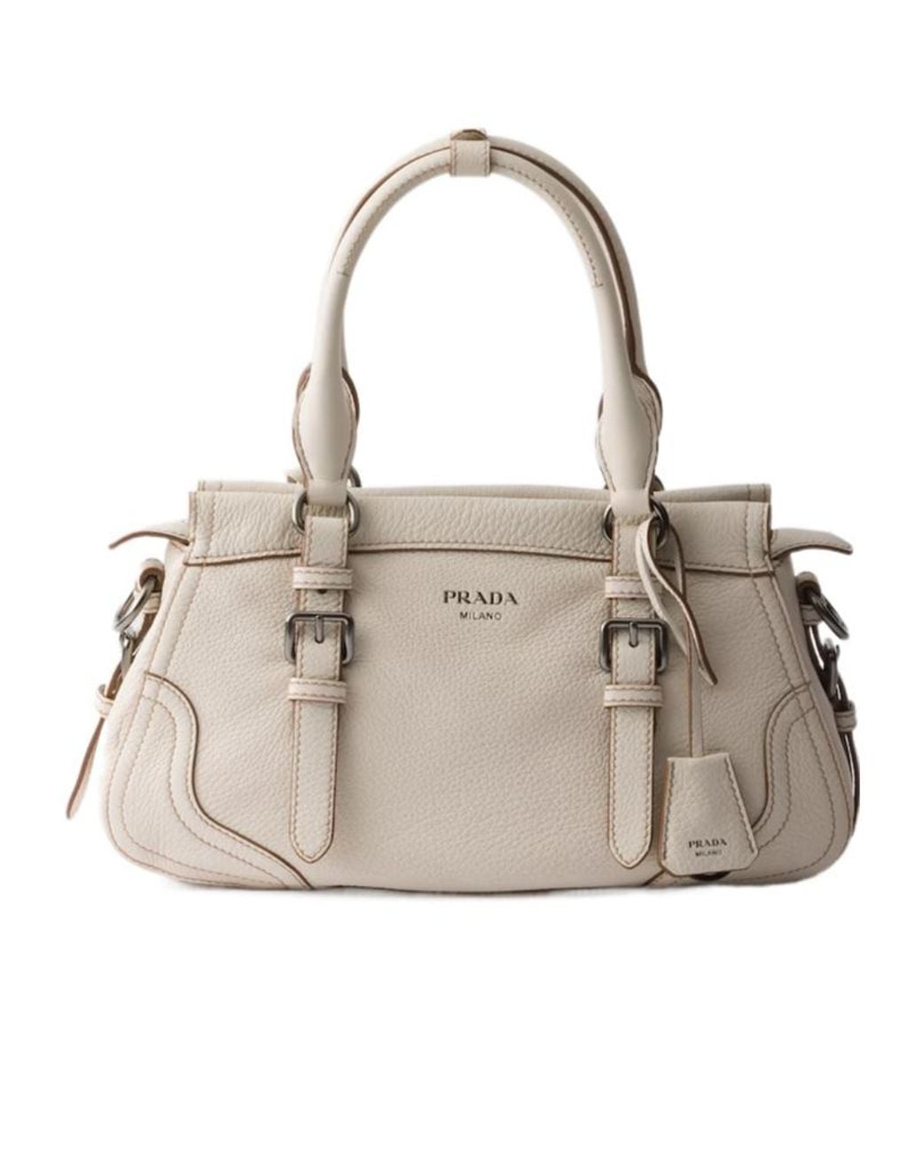 Prada Natural Zipped Large Shoulder Bag