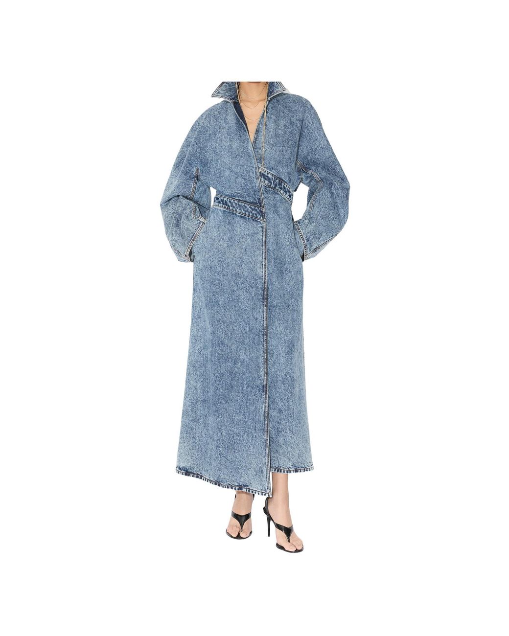 Alaïa Blue Alaã¯A Long Denim Spiral Trench
