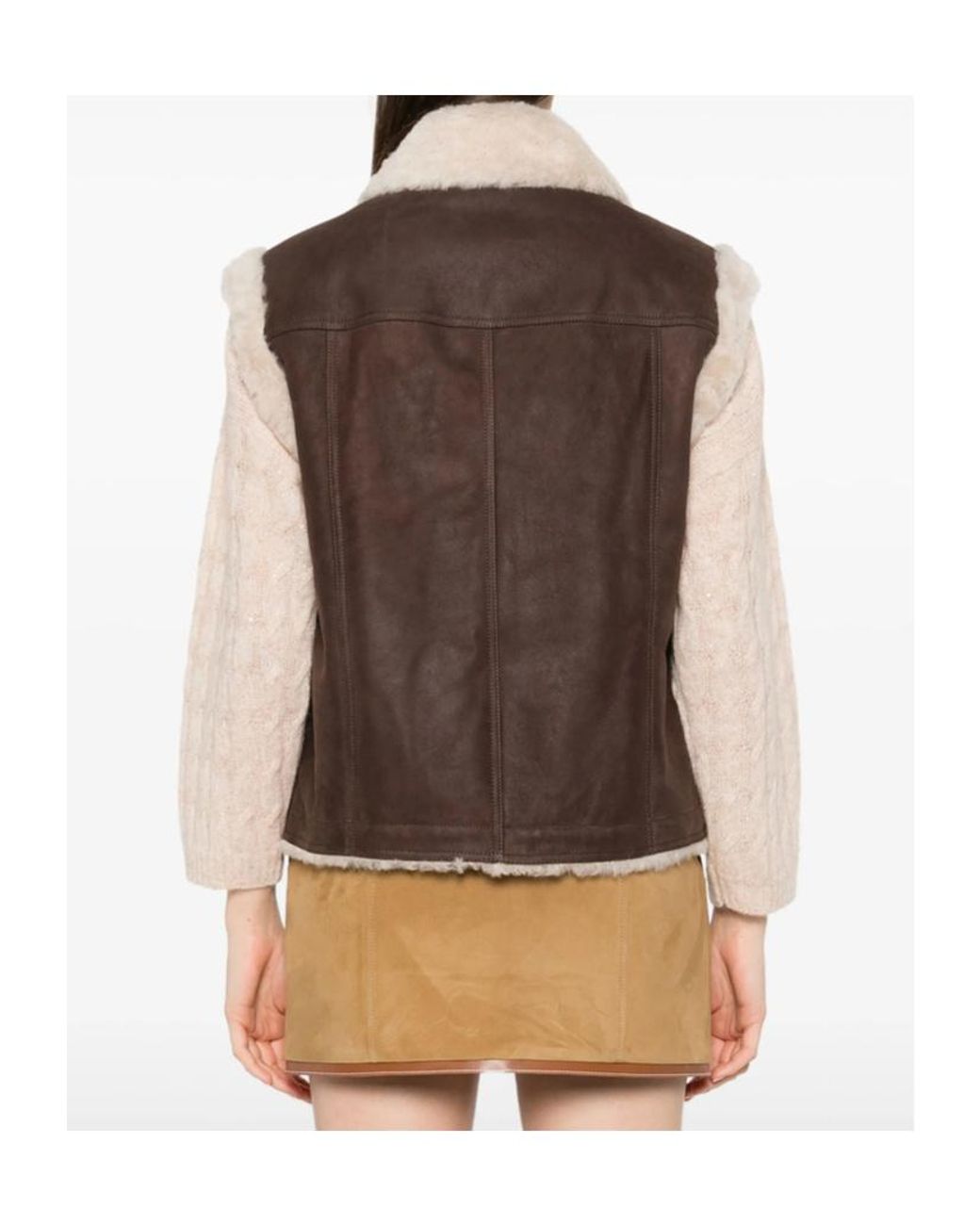 Brunello Cucinelli Brown Shearling-Collar Gilet