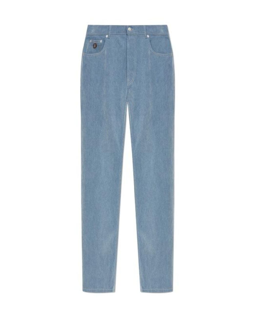 Moschino Blue Logo Patch Straight-Leg Jeans for men