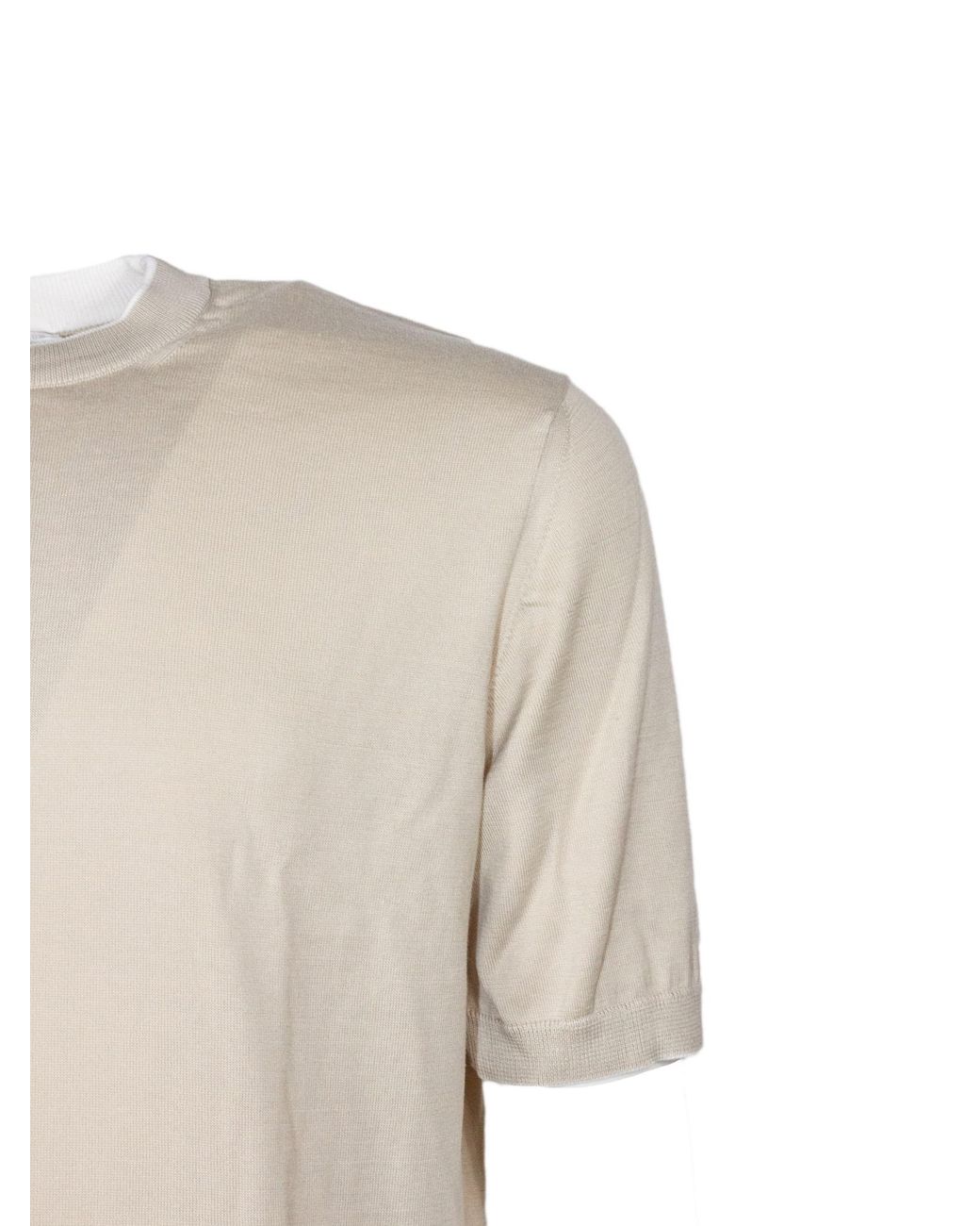Eleventy White Short-Sleeve Knitted Top for men