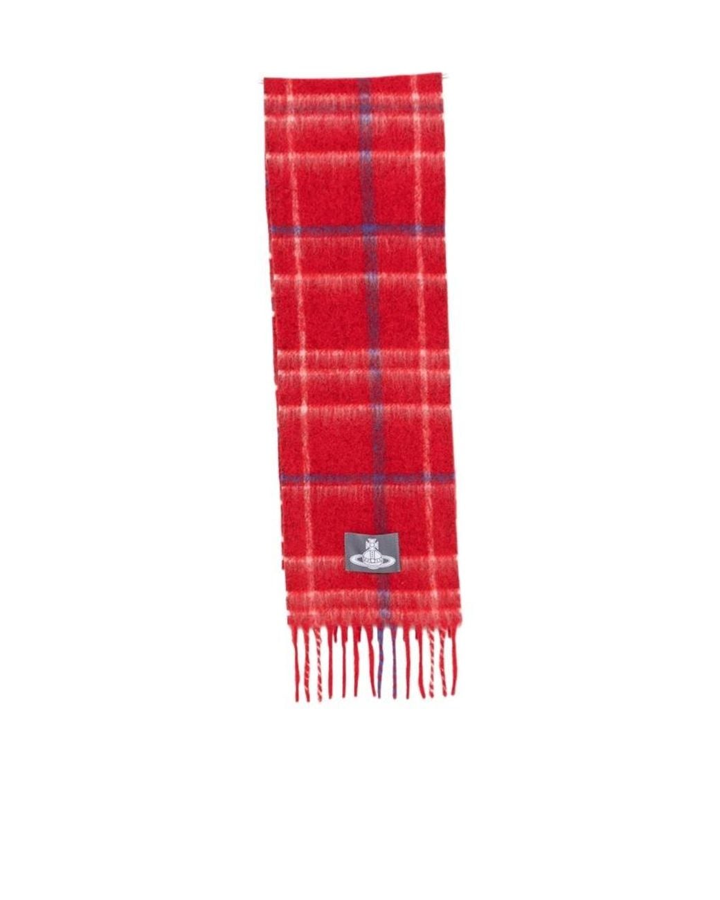 Vivienne Westwood Red Orb-Patch Check Scarf