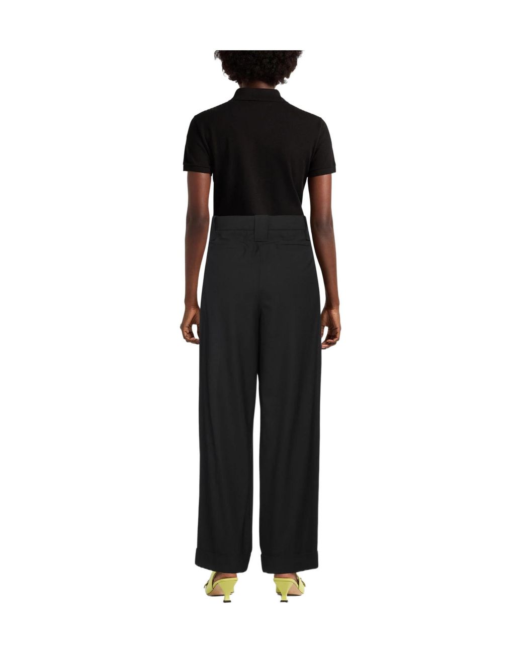 Ganni Black Solid Color Tapered Dress Pants