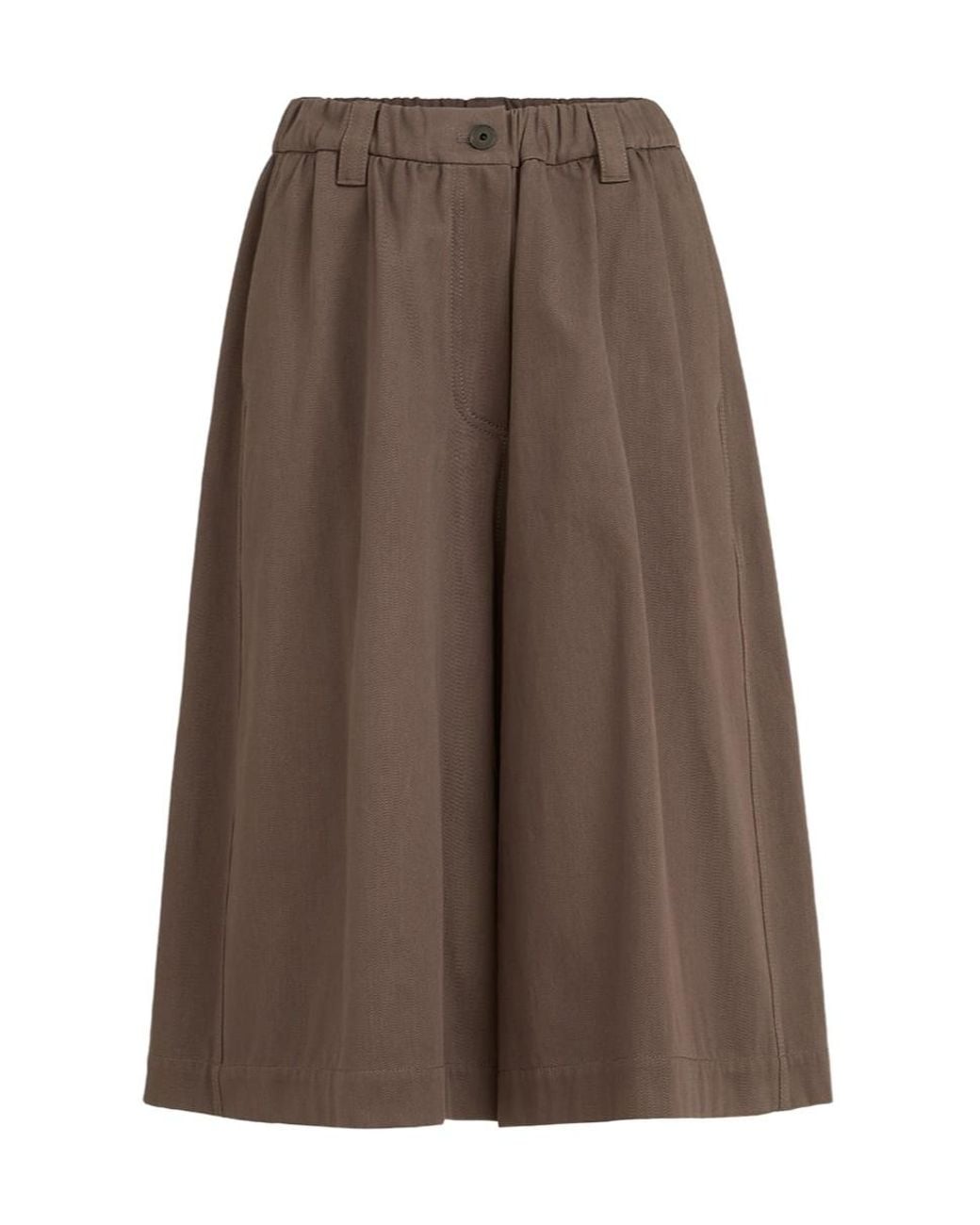 Brunello Cucinelli Brown Couture Cotton Gabardine Long Bermuda Shorts With Monili