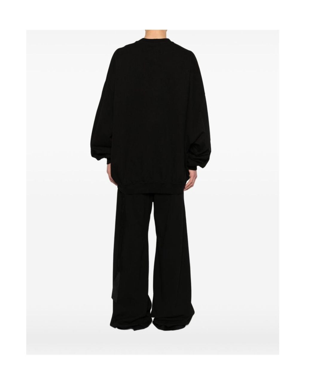 Rick Owens Black Hun Tie-Detail Sweatshirt for men