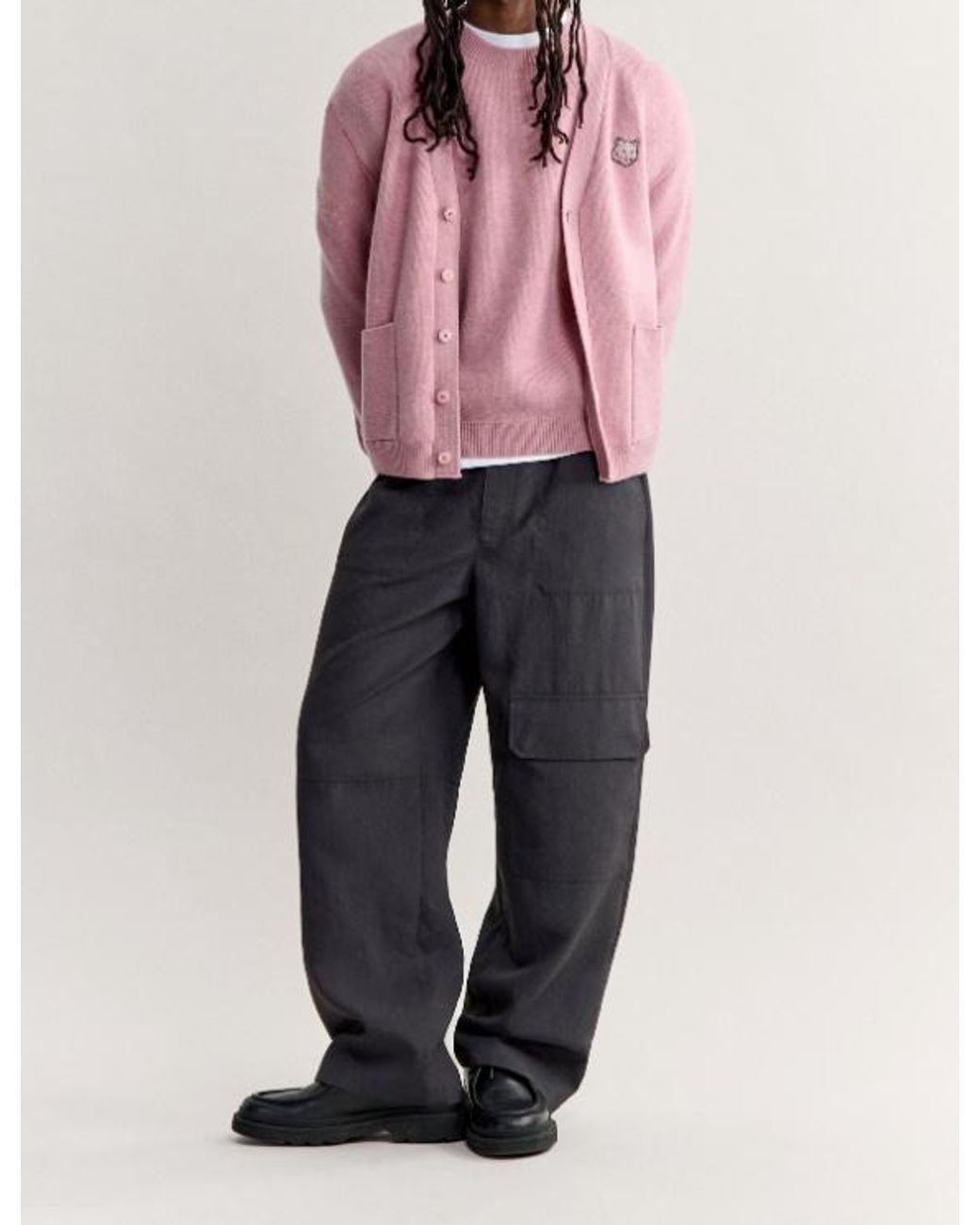 Maison Kitsuné Pink Button-Up Cardigan for men