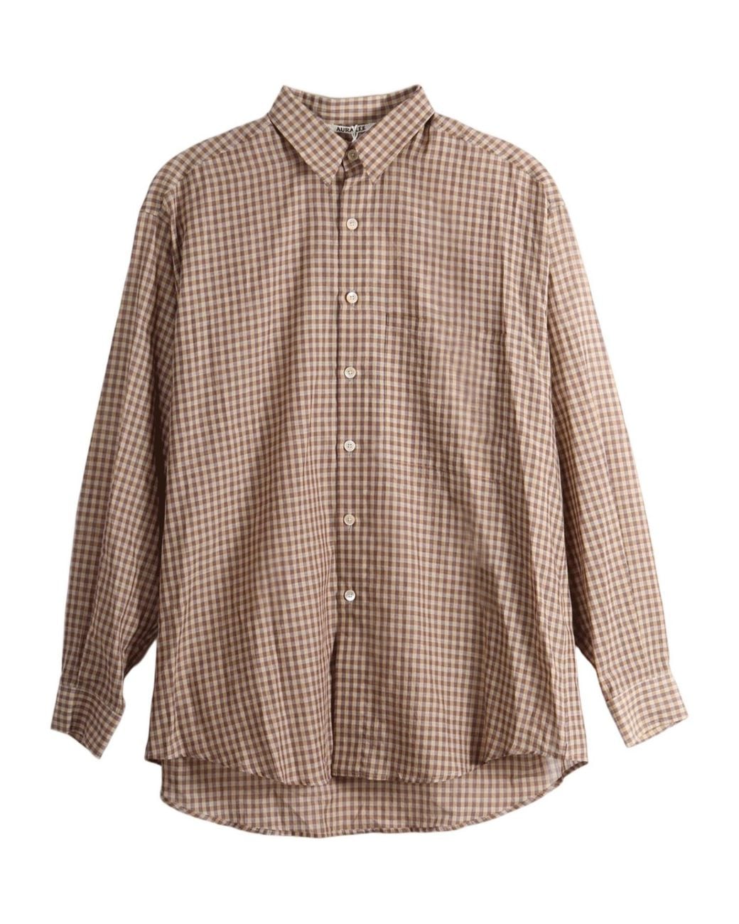 Auralee Brown Gingham-Check Shirt for men