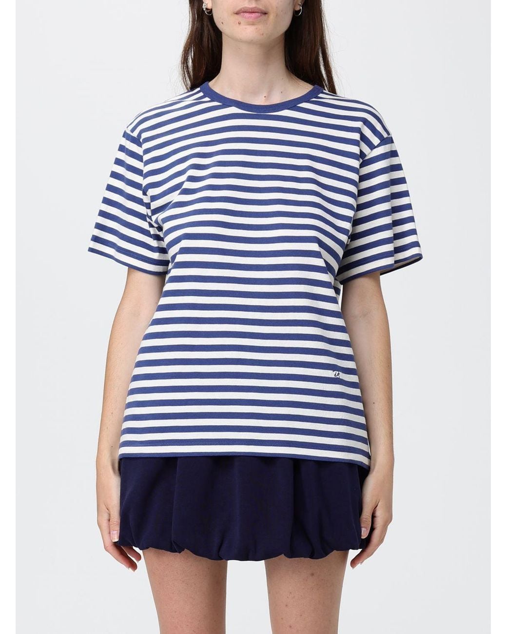 DUNST Blue Striped Cotton T-Shirt