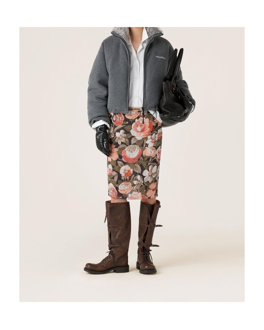 Miu Miu Gray Fleece Down Jacket