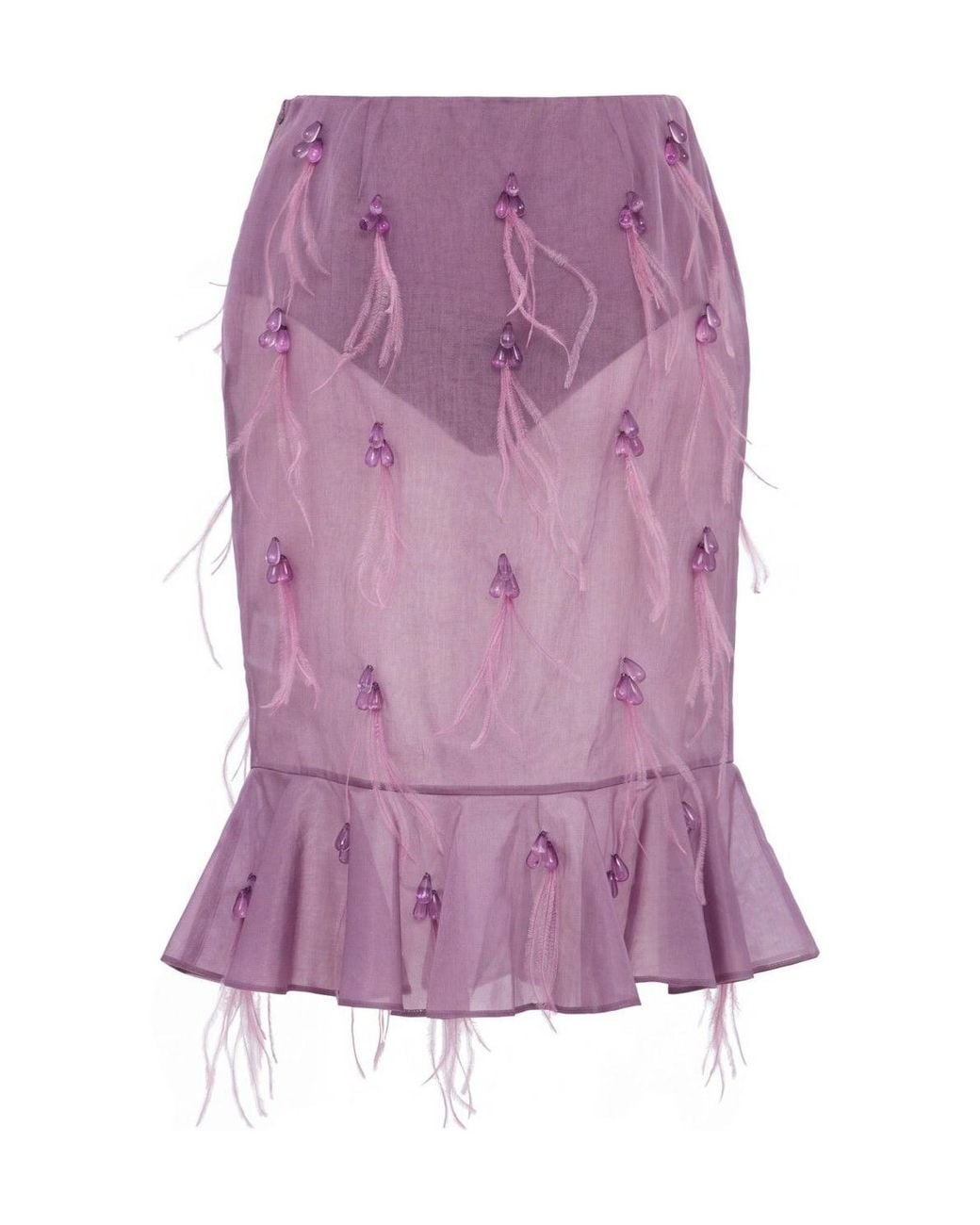 GIUSEPPE DI MORABITO Purple Skirt With Fringe Details