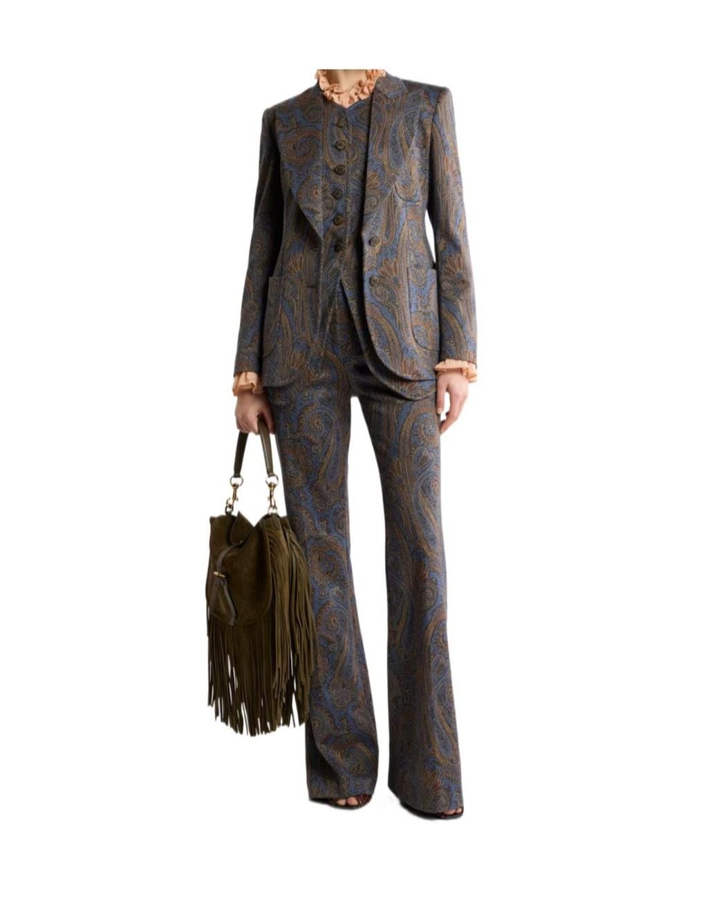 Etro Gray Paisley Motif Jacquard Waistcoat