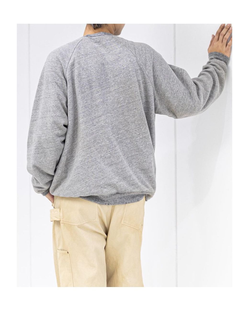 A.PRESSE Gray Retro Lightweight Reversible Sweatshirt for men