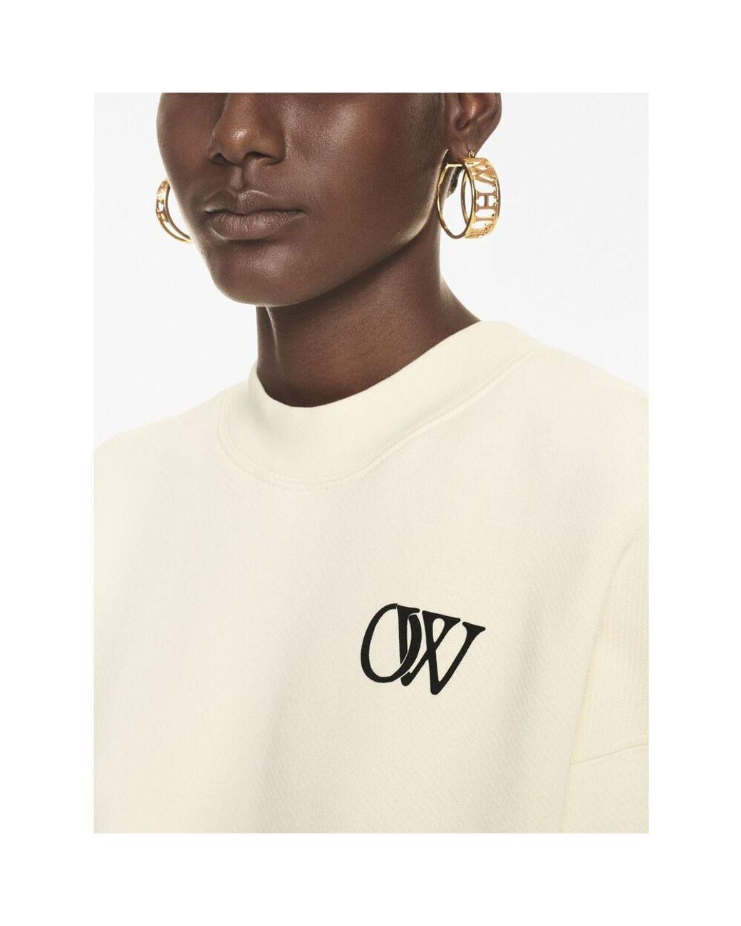 Off-White c/o Virgil Abloh White Logo Printed Crewneck Sweatshirt