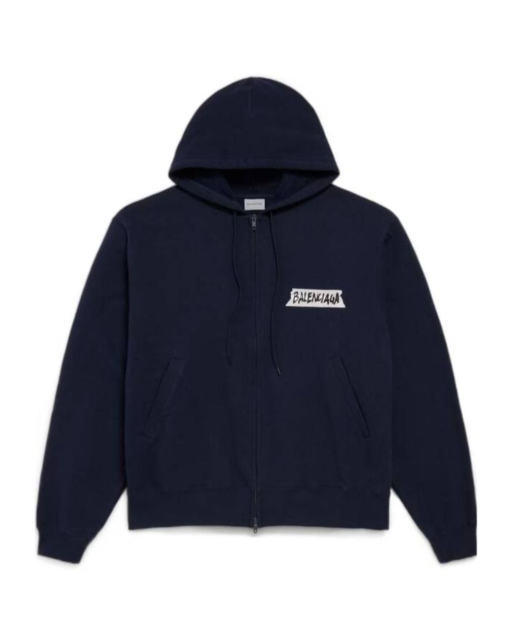Balenciaga Blue Masking Tape Oversized Zip-Up Hoodie for men