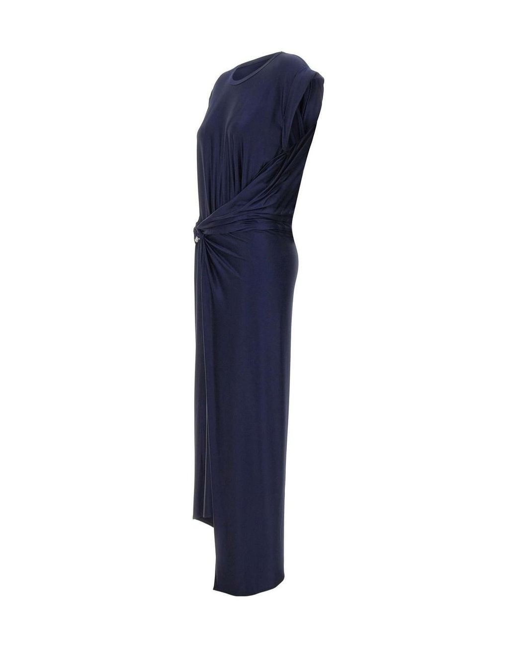 Rabanne Blue Rabanne Draped Pierced Midi Dress