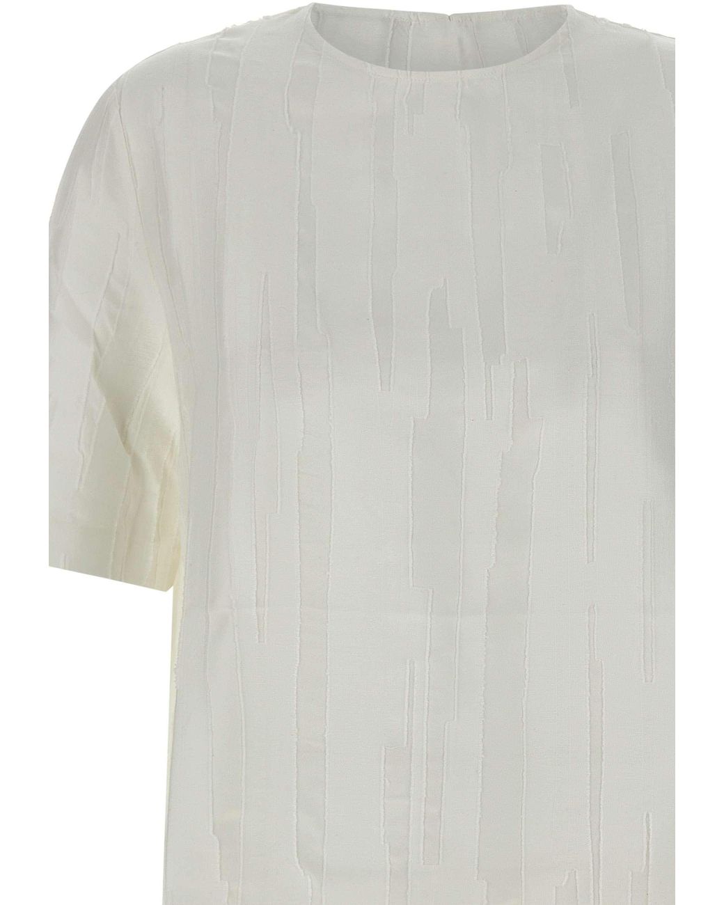 Loulou de Saison White Toba Textured Short-Sleeve Top