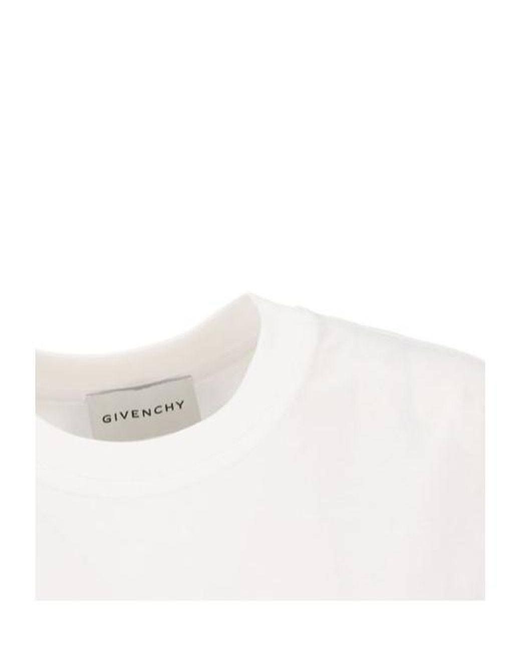 Givenchy White Paris Logo Zigzag Stitching T-Shirt