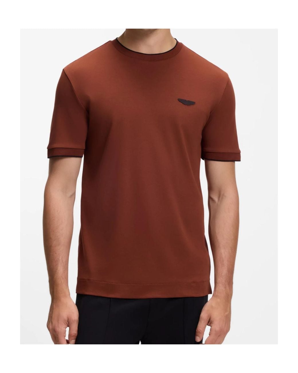 Boss Brown Logo-Plaque Cotton T-Shirt for men