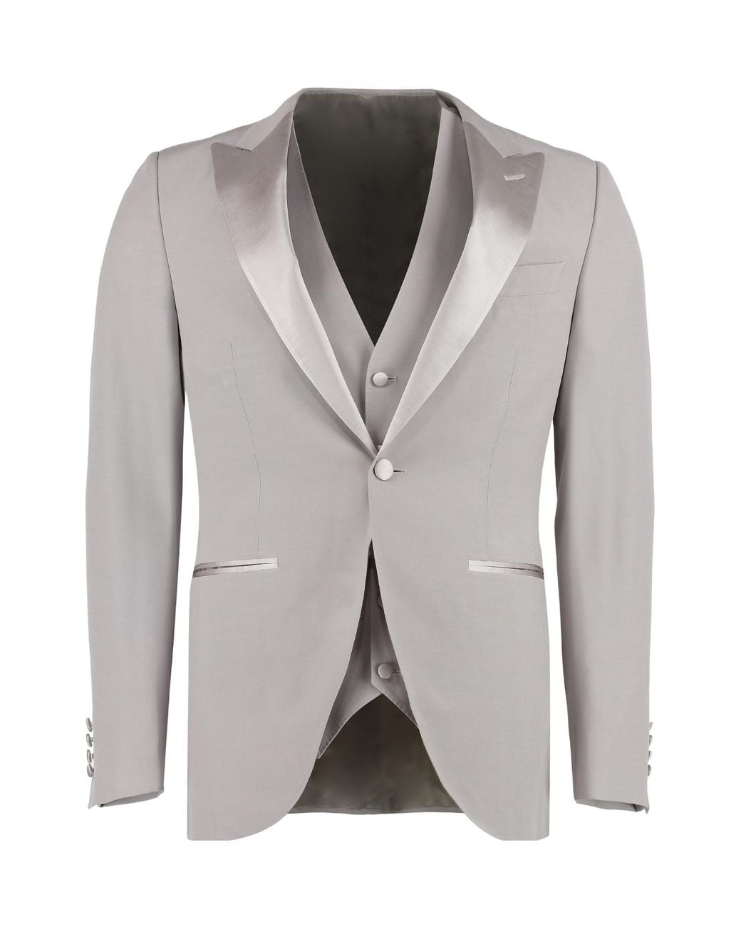 Canali Gray Satin Lapel Two-Piece Suit for men