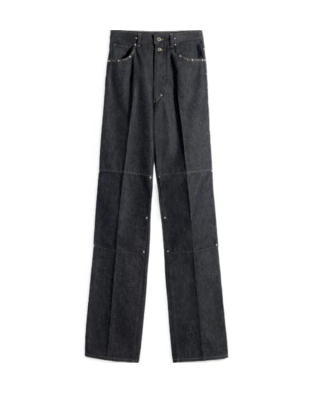Lemaire Gray Panelled Studded Trousers