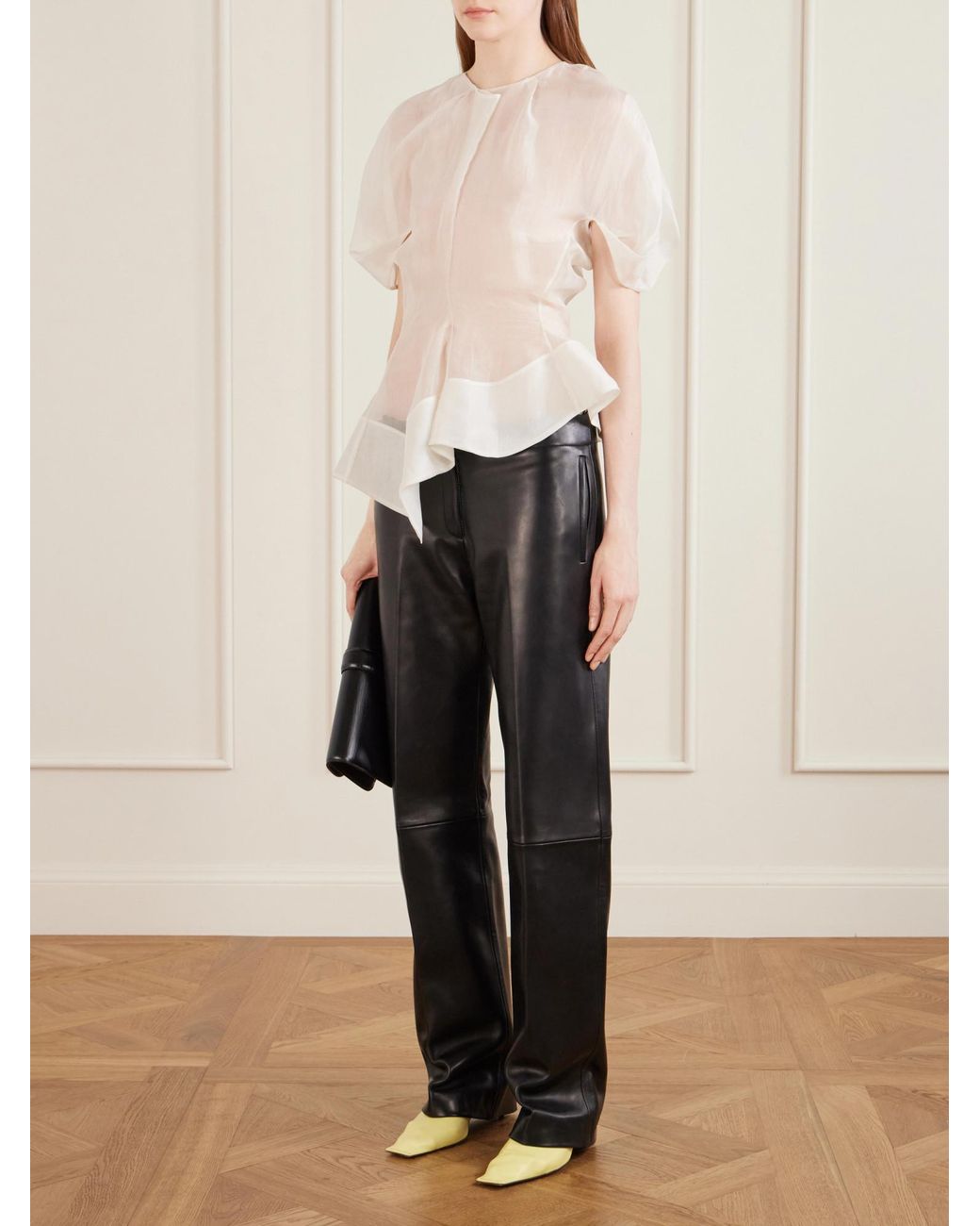 Khaite Black Leather Trousers