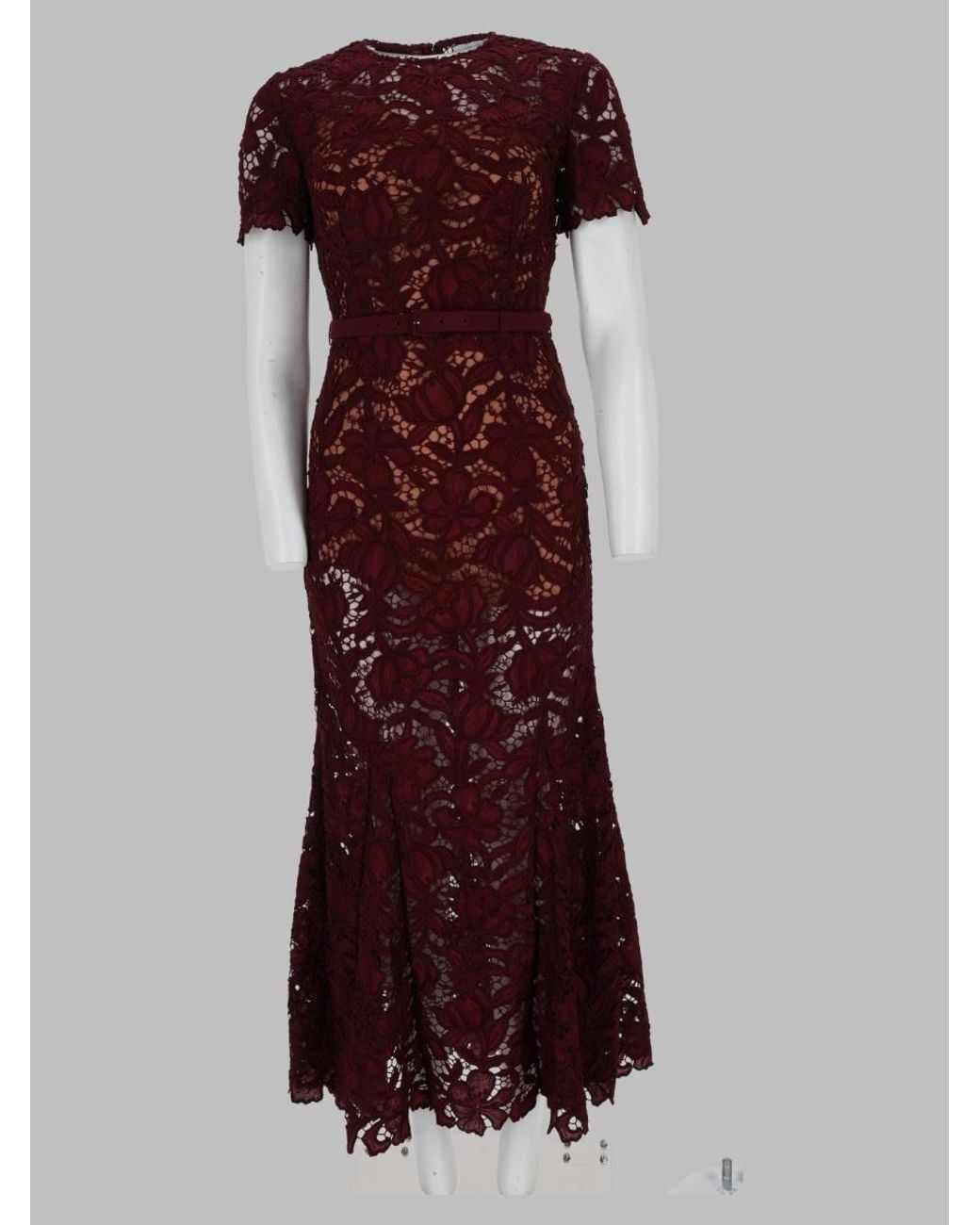 Self-Portrait Purple Floral Lace Belted Midi Dress