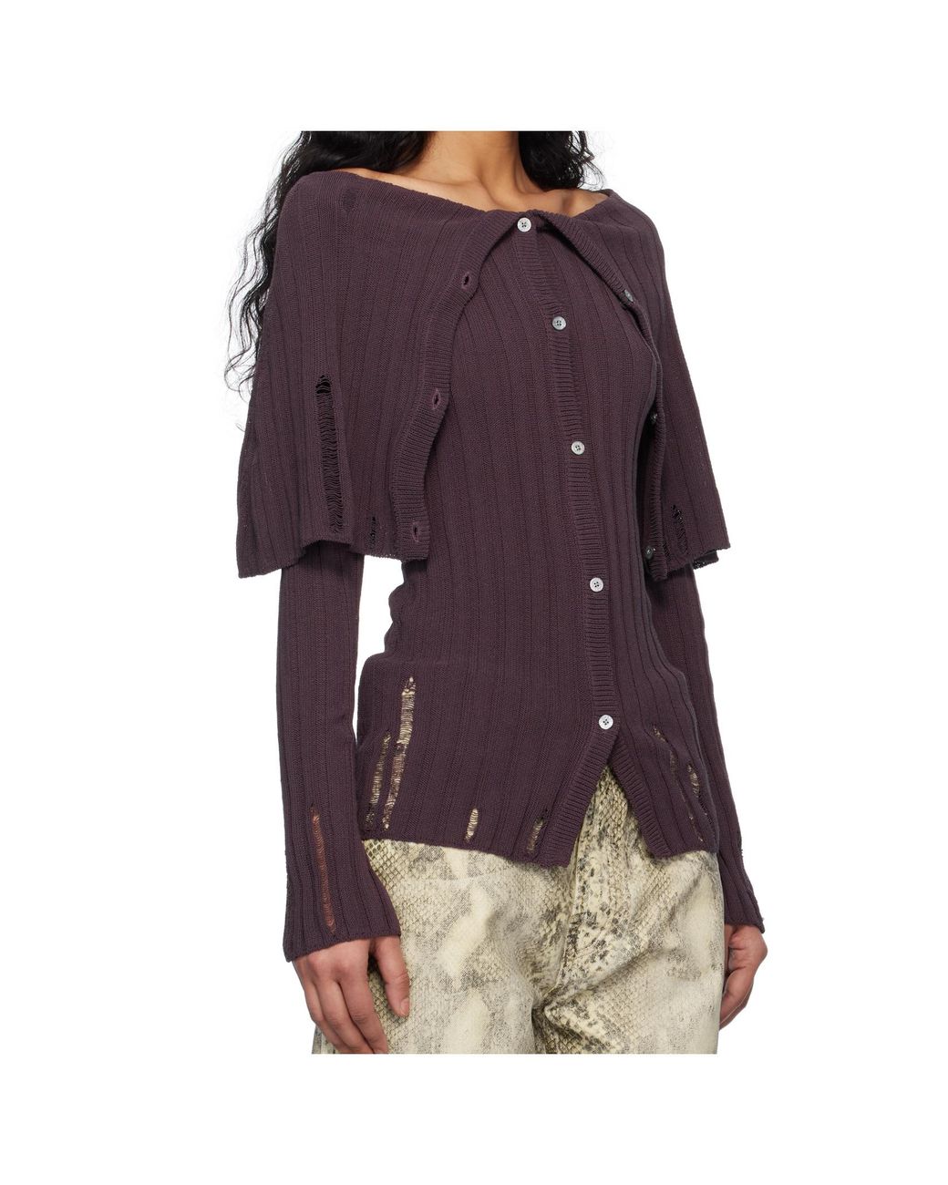 Acne Purple Rib Knitted Cardigan