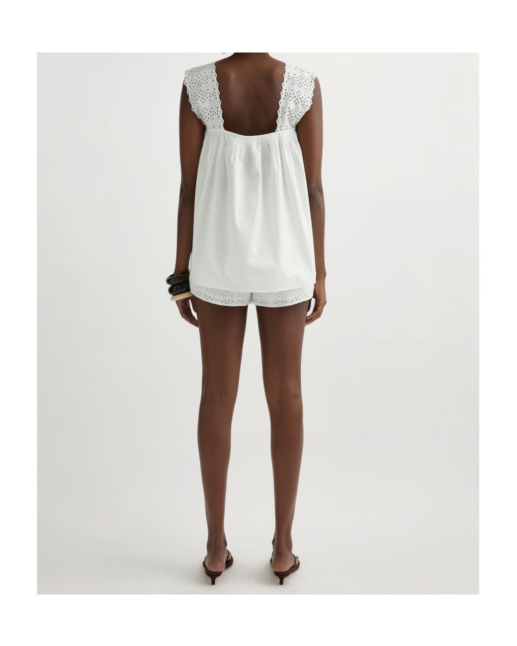 Posse White Harriet Broderie Strap Top