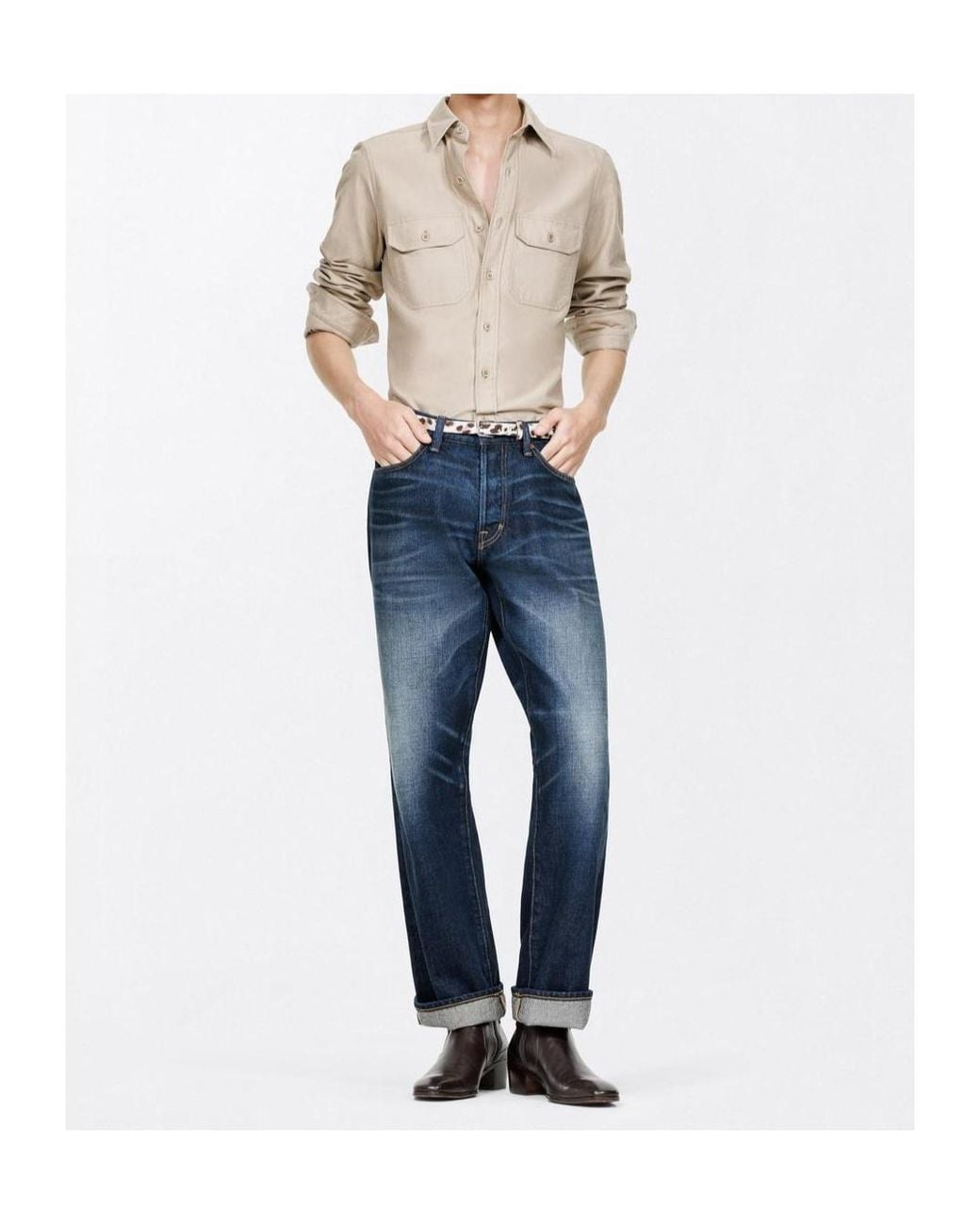 Tom Ford Natural Military Patch-Pocket Shirt for men