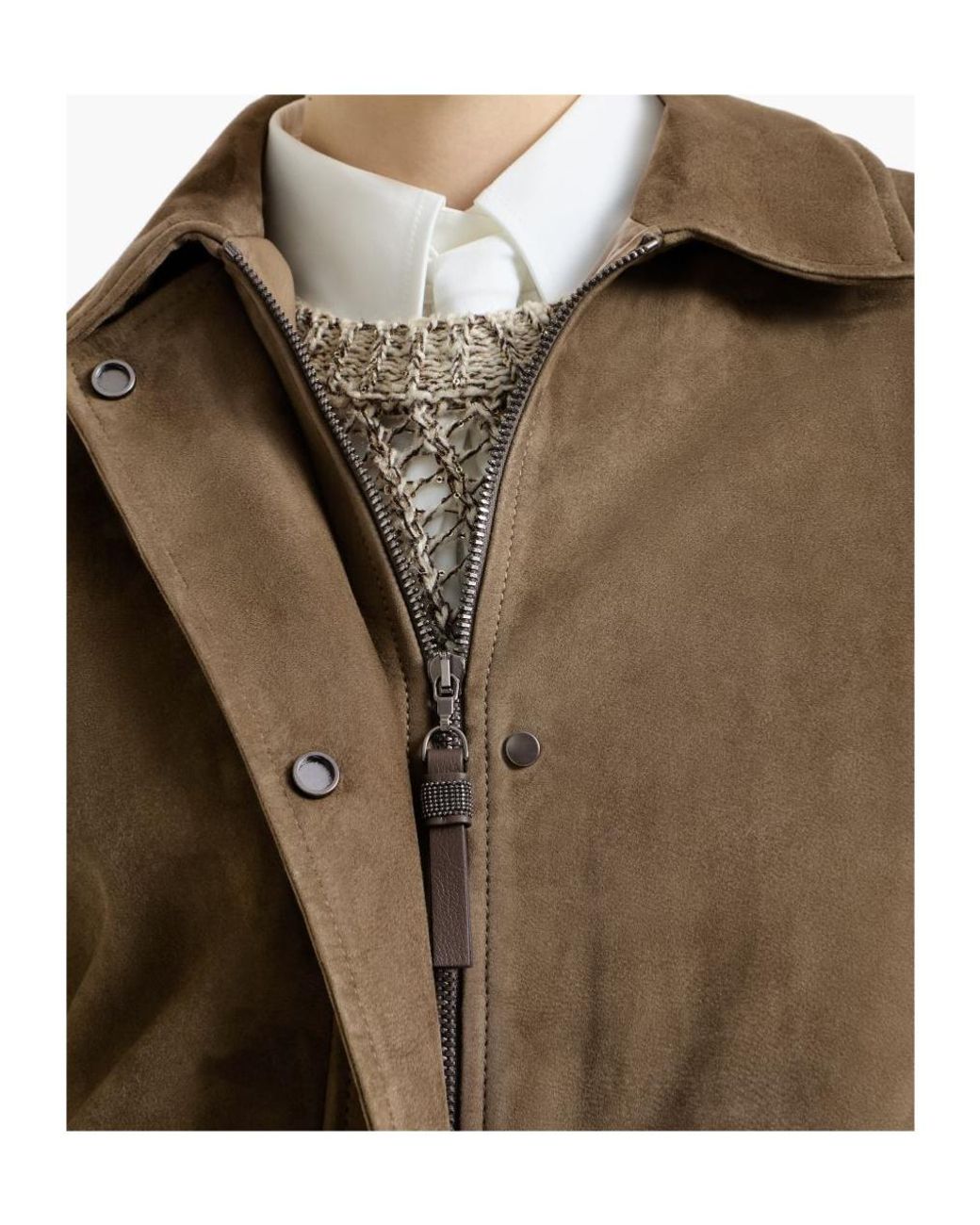 Brunello Cucinelli Brown Elasticated Hem Zipped Jacket