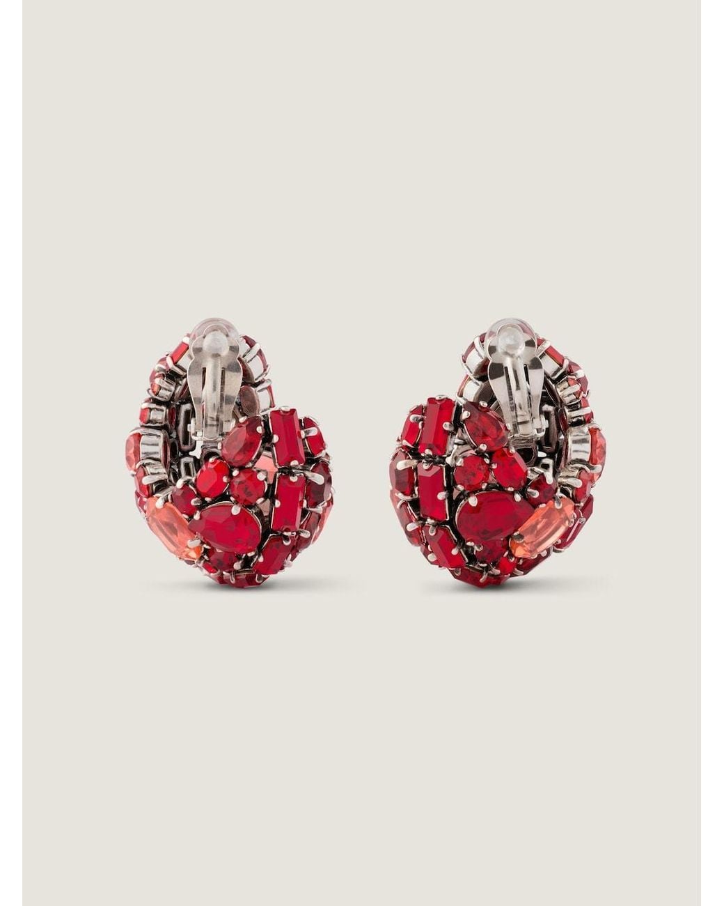 Givenchy Red Bold Crystals Clip Earrings