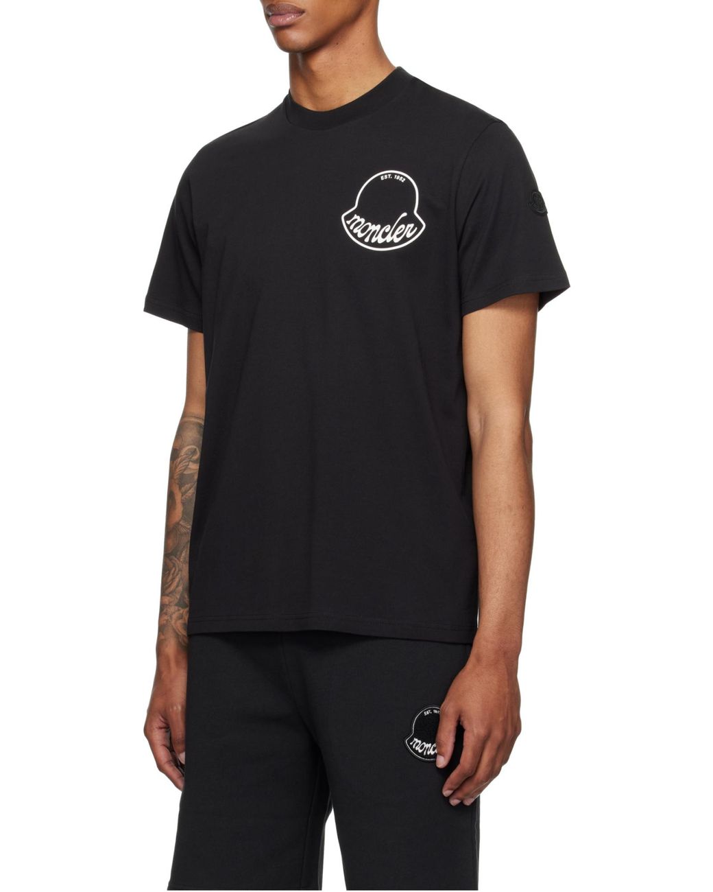 Moncler Black Logo Printed Crewneck T-Shirt for men