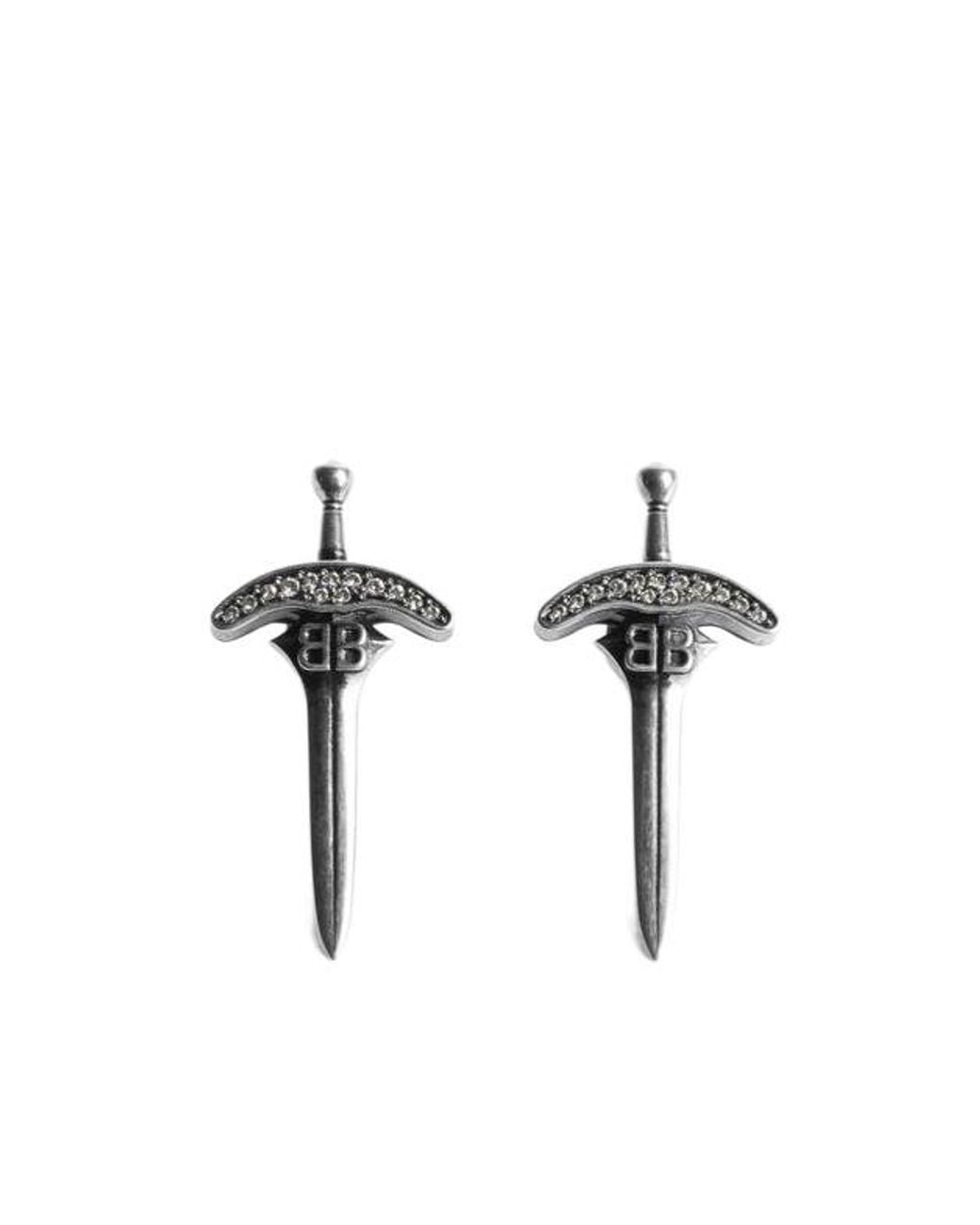 Balenciaga White Goth Stud Earrings for men
