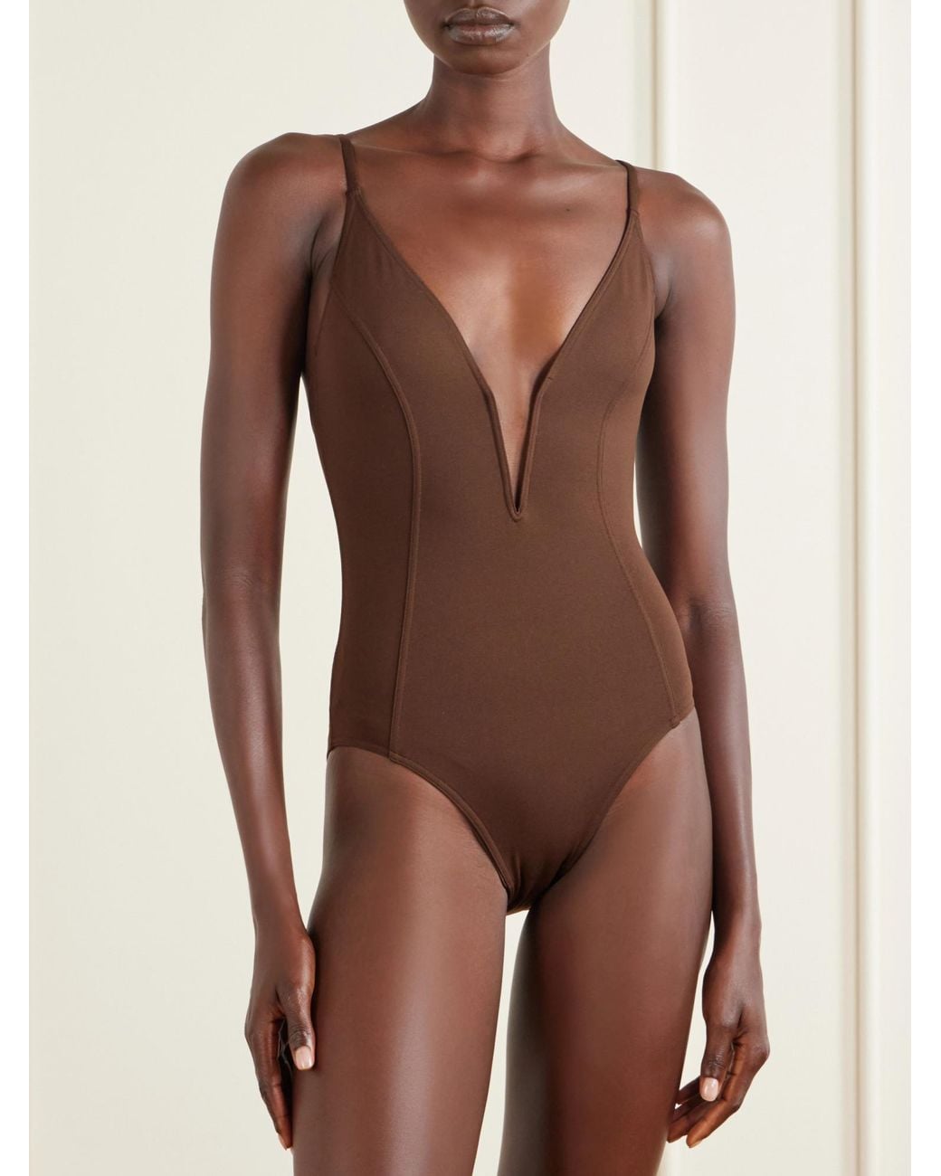 Eres Brown Stretch-Jersey Swimsuit