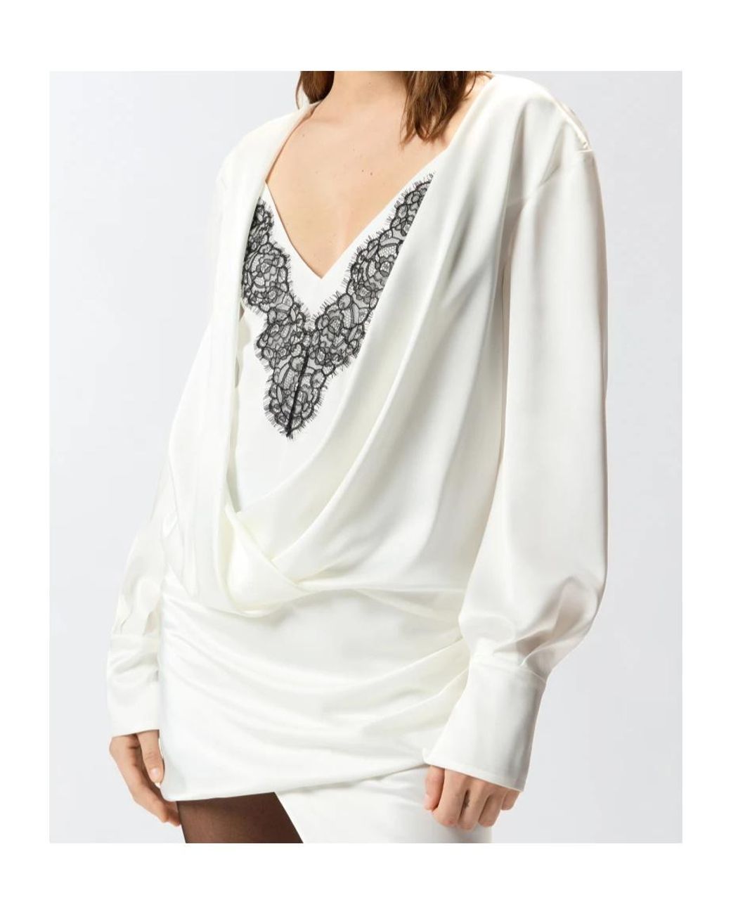 Pinko White Lace-Embellishment Mini Dress