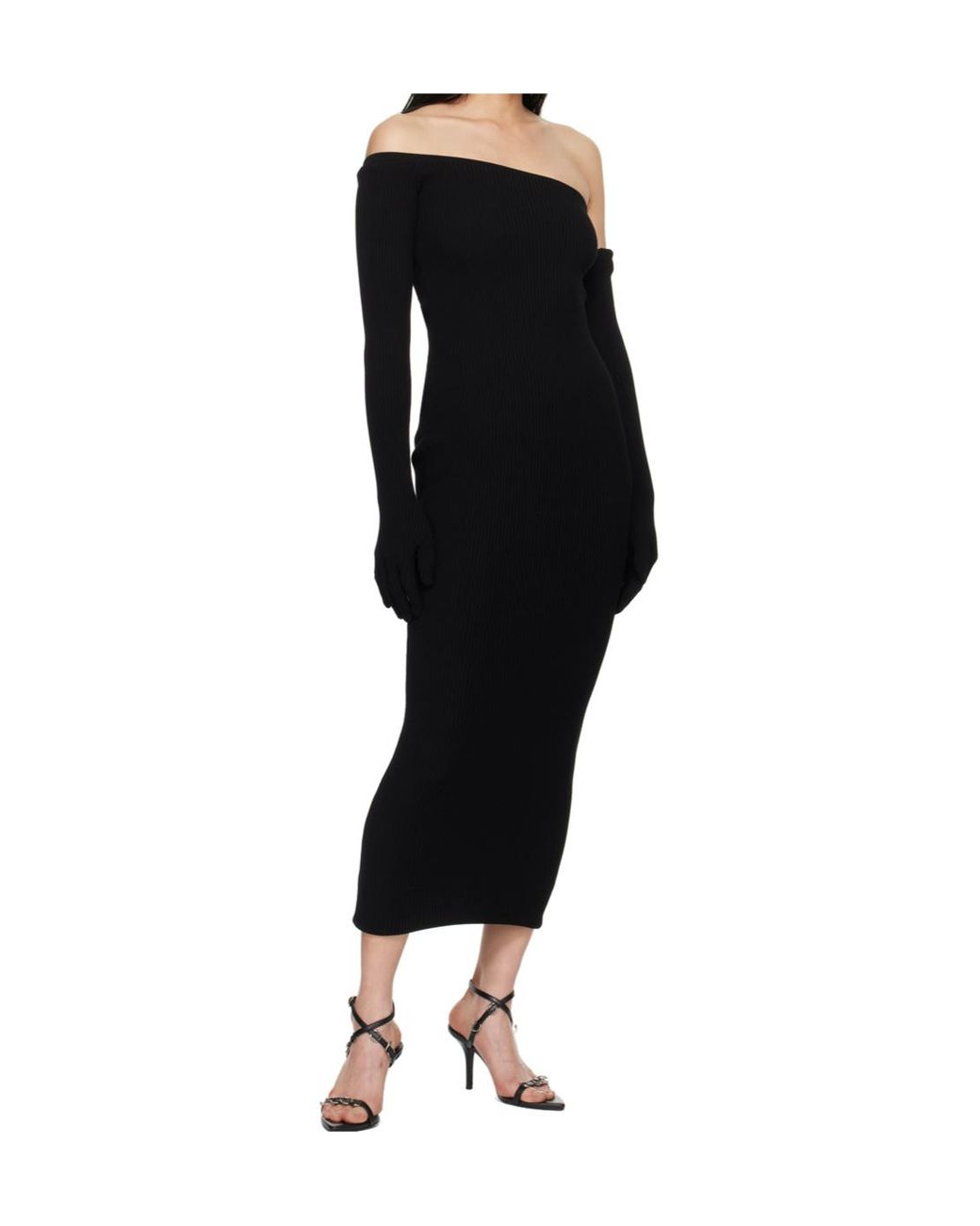 Jean Paul Gaultier Black Asymmetric Neckline Dress