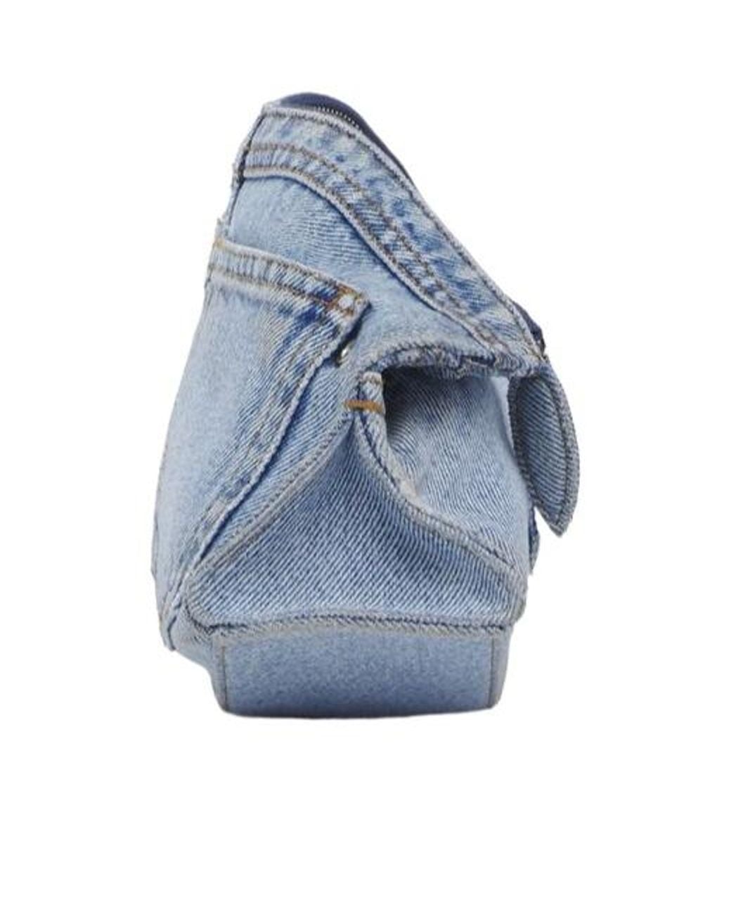 McQueen Blue Manta Denim Shoulder Bag