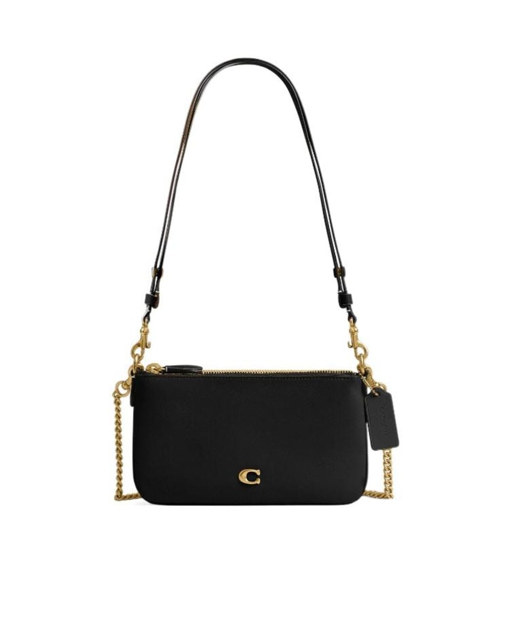 COACH Black Chain-Strap Leather Shoulder Bag