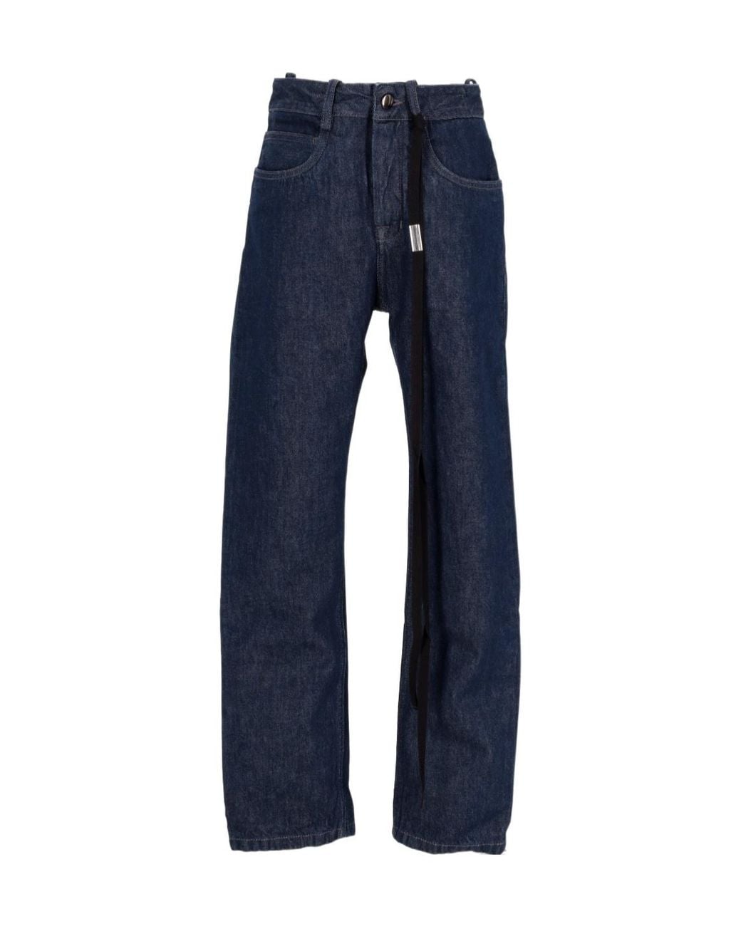 Ann Demeulemeester Blue High-Waist Straight-Leg Jeans
