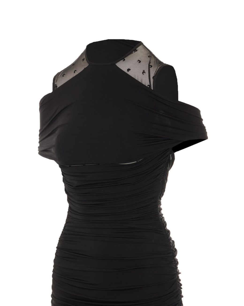 MARINE SERRE Black Asymmetrical Knee Lenghth Dress With Moon Detail