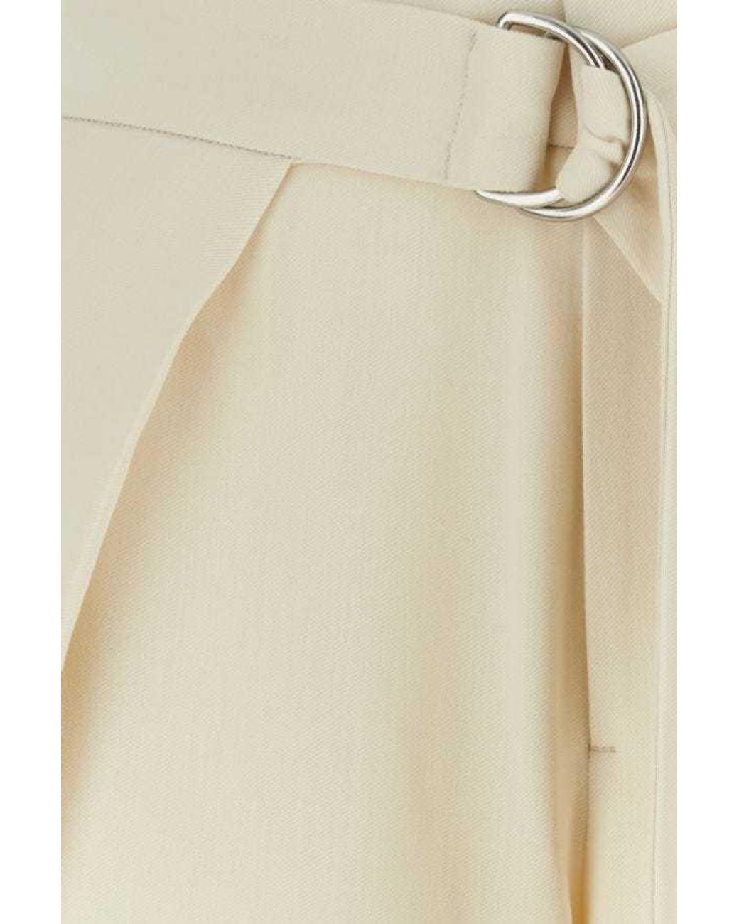 AMI Natural Ami Ivory Viscose Blend Wide-Leg Pant