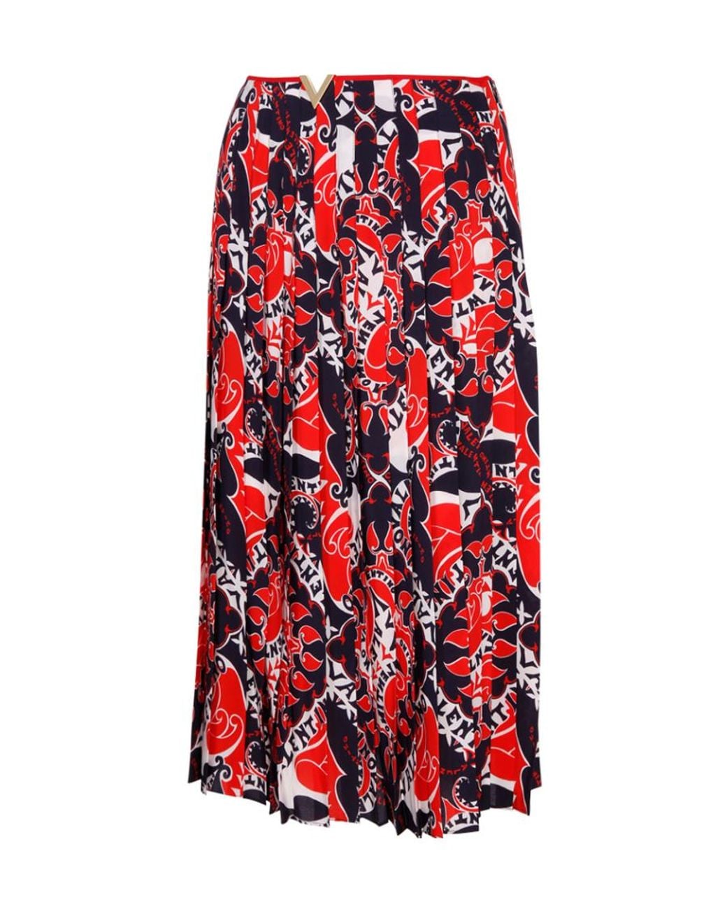 Valentino Red Archive Manifesto High Waist Pleated Skirt