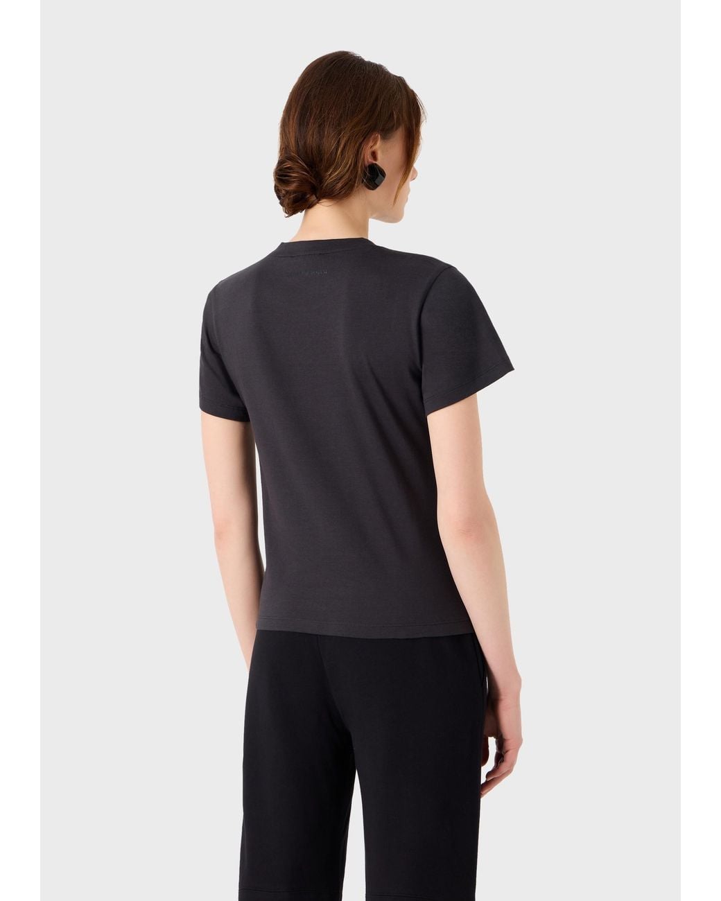 Emporio Armani Black Logo Printed Crewneck T-Shirt