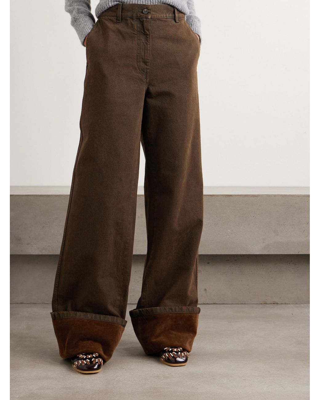 Dries Van Noten Brown Wide-Leg Denim Trousers
