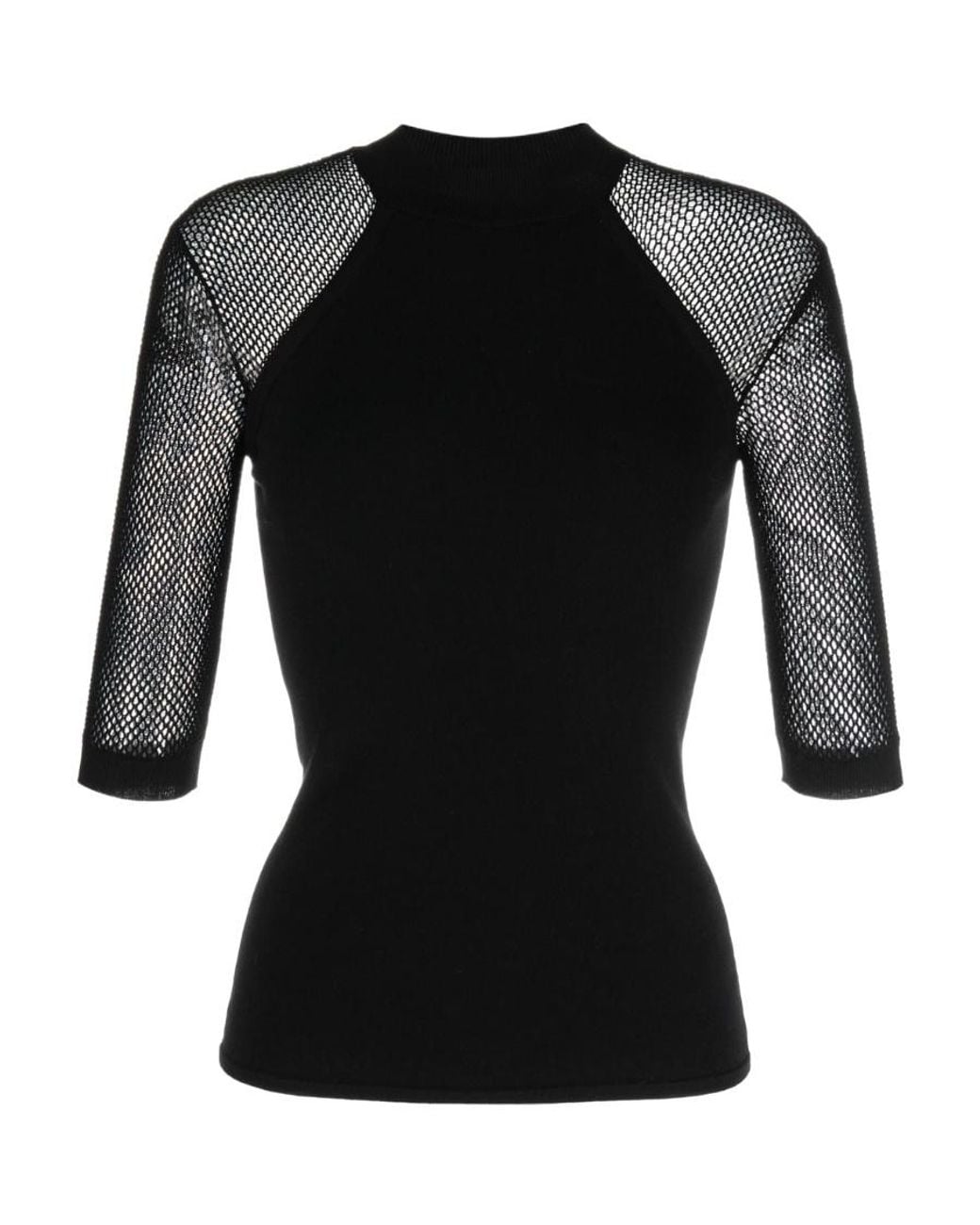 Stella McCartney Black Mesh Panelled Knitted Top