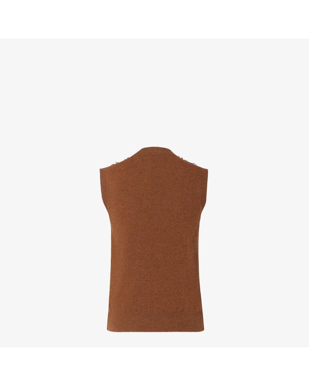 Fendi Brown Rust Wool And Cashmere Vest