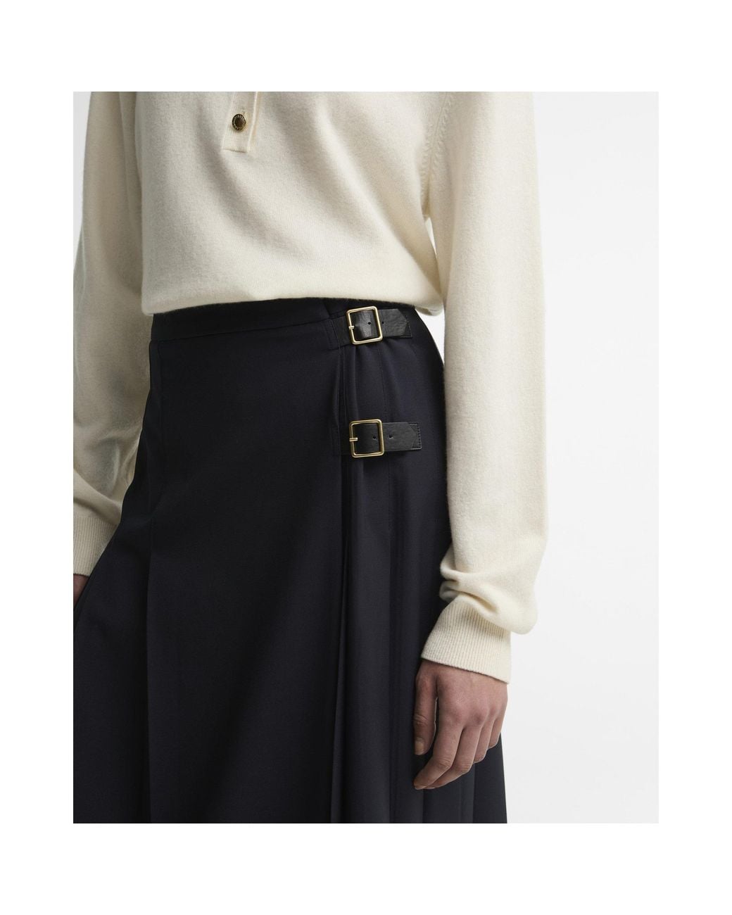 Barbour Blue Pleated Midi Skirt