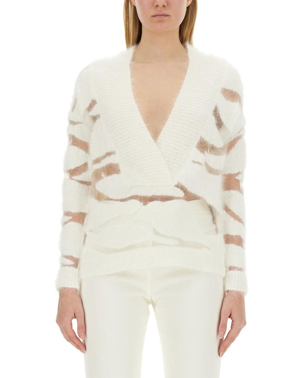 Tom Ford White V-Neck Knitted Jumper